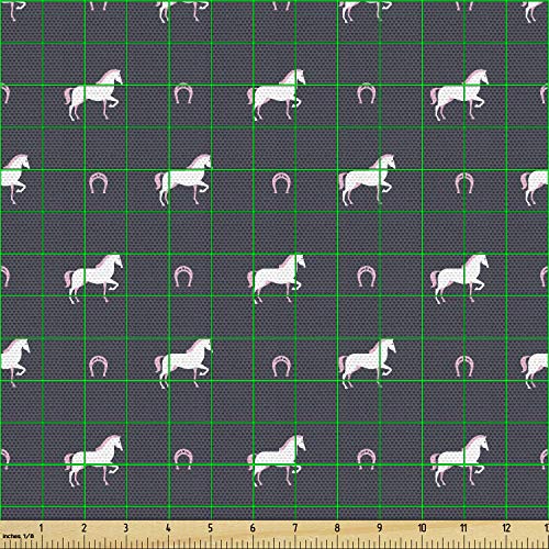 Ambesonne Horses Fabric by The Yard, Animal Pattern Sublime Mustan...