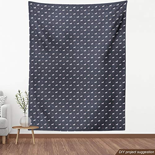 Ambesonne Horses Fabric by The Yard, Animal Pattern Sublime Mustan...