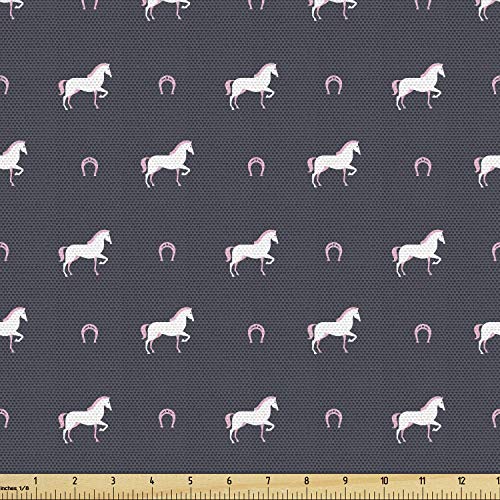 Ambesonne Horses Fabric by The Yard, Animal Pattern Sublime Mustan...