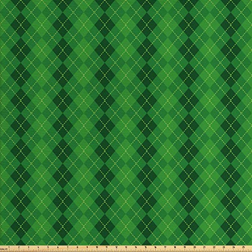 Ambesonne Irish Fabric by The Yard, Antique Tartan Inspired Symmet...