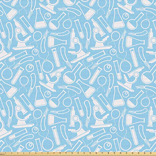 Ambesonne Lab Fabric by The Yard, Modern Science Theme Pattern wit...