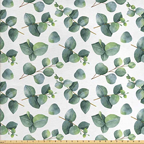 Ambesonne Leaf Fabric by The Yard, Watercolor Style Pattern with D...
