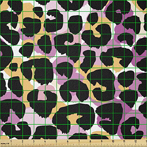 Ambesonne Leopard Print Fabric by The Yard, Abstract Wild Exotic A...