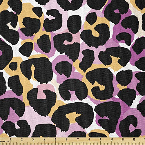 Ambesonne Leopard Print Fabric by The Yard, Abstract Wild Exotic A...