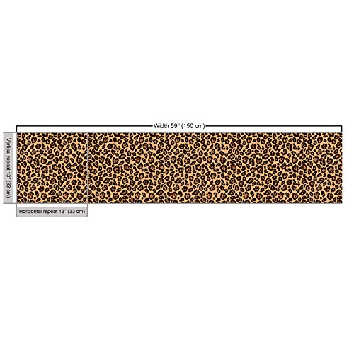 Ambesonne Leopard Print Fabric by The Yard, Orange Hue Leopard Des...