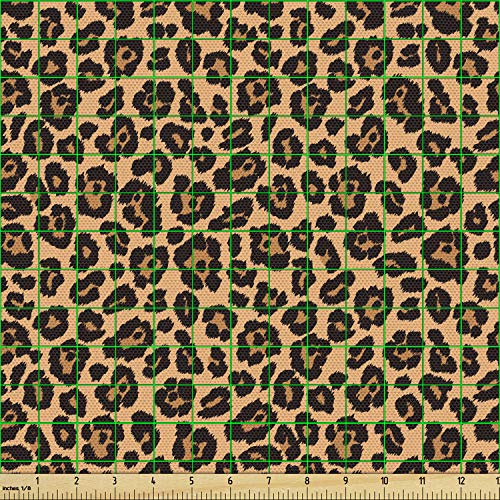 Ambesonne Leopard Print Fabric by The Yard, Orange Hue Leopard Des...