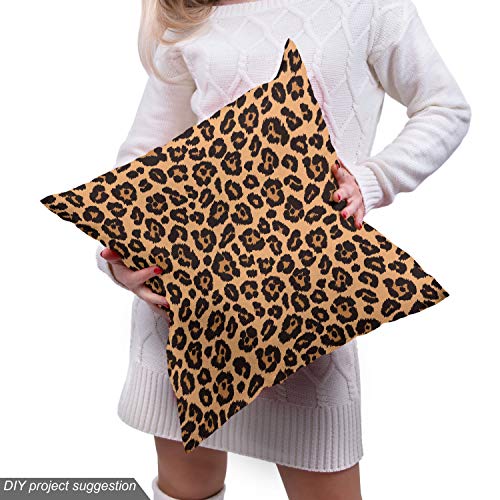 Ambesonne Leopard Print Fabric by The Yard, Orange Hue Leopard Des...