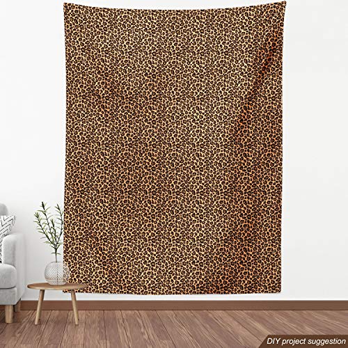 Ambesonne Leopard Print Fabric by The Yard, Orange Hue Leopard Des...