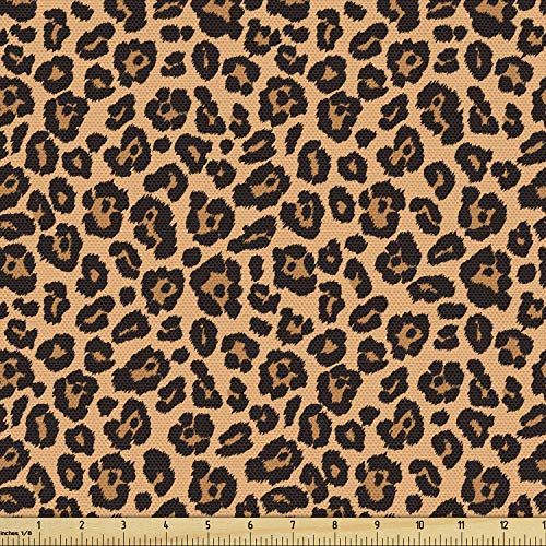 Ambesonne Leopard Print Fabric by The Yard, Orange Hue Leopard Des...