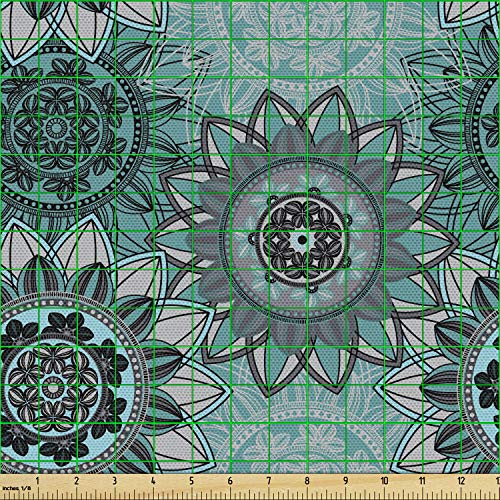 Ambesonne Mandala Fabric by The Yard, Hippie Oriental Abstract Mot...