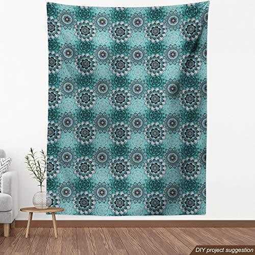 Ambesonne Mandala Fabric by The Yard, Hippie Oriental Abstract Mot...