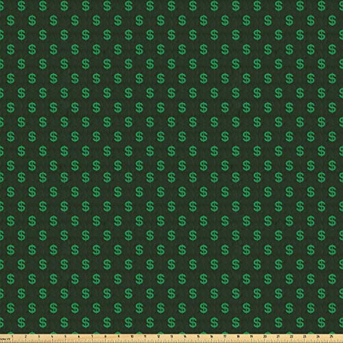 Ambesonne Money Fabric by The Yard, Pattern of Dollar on Dark Gree...