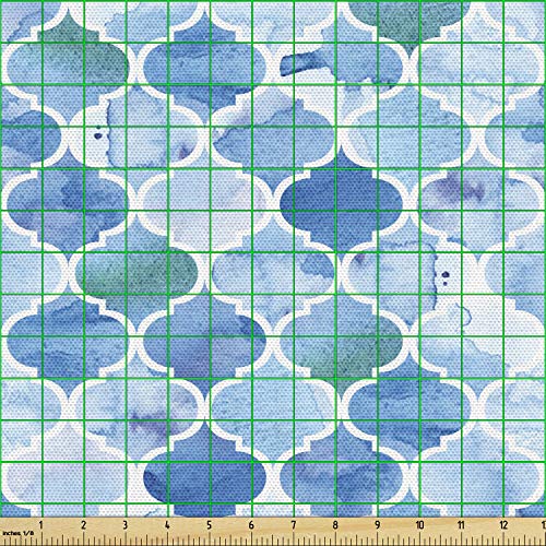 Ambesonne Moroccan Fabric by The Yard, Oriental Style Mosaic Patte...