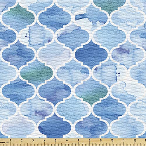 Ambesonne Moroccan Fabric by The Yard, Oriental Style Mosaic Patte...