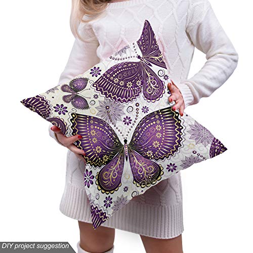 Ambesonne Natural Fabric by The Yard, Butterflies with Paisley Mot...