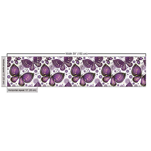 Ambesonne Natural Fabric by The Yard, Butterflies with Paisley Mot...