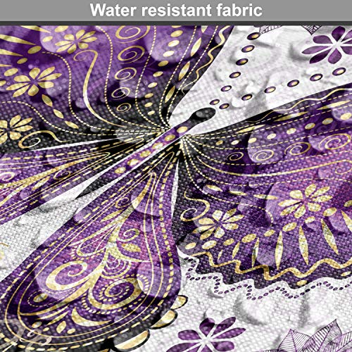 Ambesonne Natural Fabric by The Yard, Butterflies with Paisley Mot...