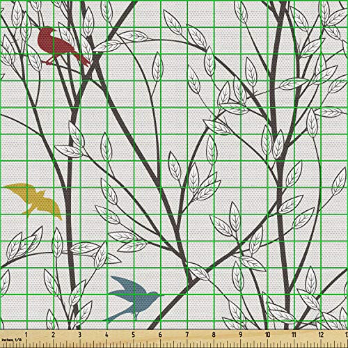 Ambesonne Nature Fabric by The Yard, Birds Wildlife Cartoon Like I...