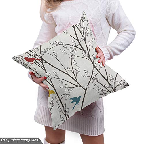 Ambesonne Nature Fabric by The Yard, Birds Wildlife Cartoon Like I...