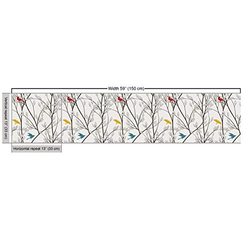 Ambesonne Nature Fabric by The Yard, Birds Wildlife Cartoon Like I...