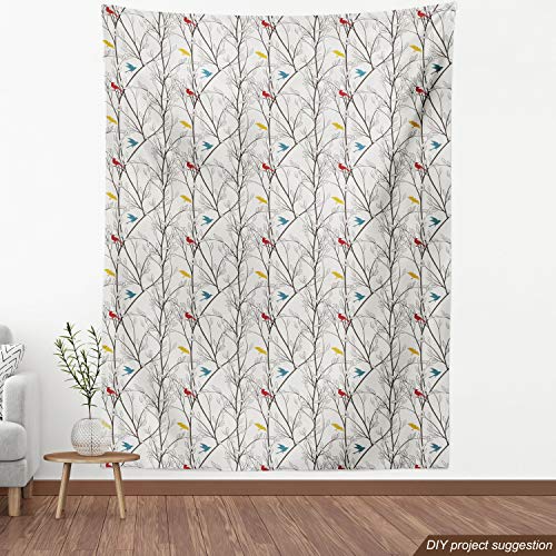 Ambesonne Nature Fabric by The Yard, Birds Wildlife Cartoon Like I...