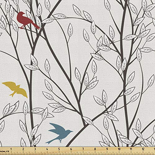 Ambesonne Nature Fabric by The Yard, Birds Wildlife Cartoon Like I...