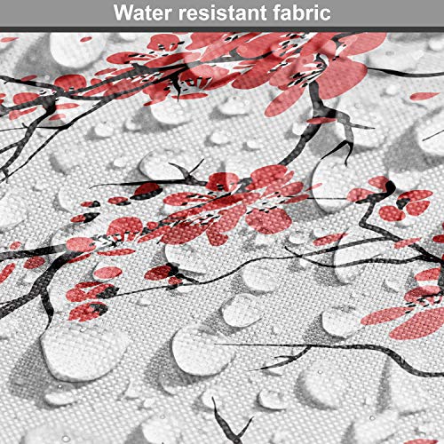 Ambesonne Nature Fabric by The Yard, Illustration of Sakura Branch...