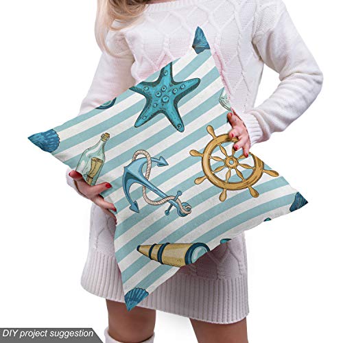 Ambesonne Nautical Fabric by The Yard, Marine Sea Striped Backgrou...