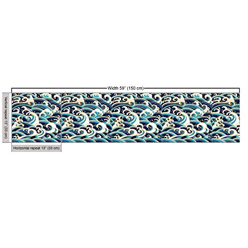 Ambesonne Nautical Fabric by The Yard, Traditional Oriental Style ...