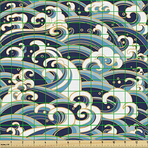 Ambesonne Nautical Fabric by The Yard, Traditional Oriental Style ...