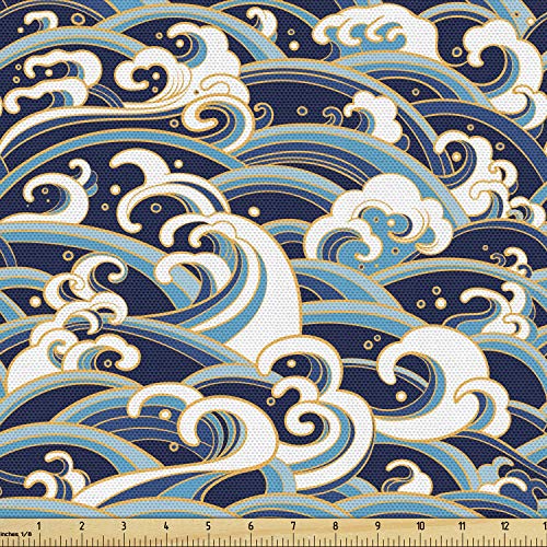 Ambesonne Nautical Fabric by The Yard, Traditional Oriental Style ...