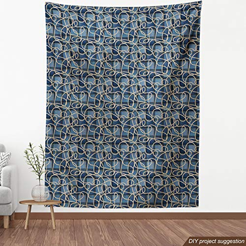 Ambesonne Nautical Fabric by The Yard, Various Patches of Denim in...