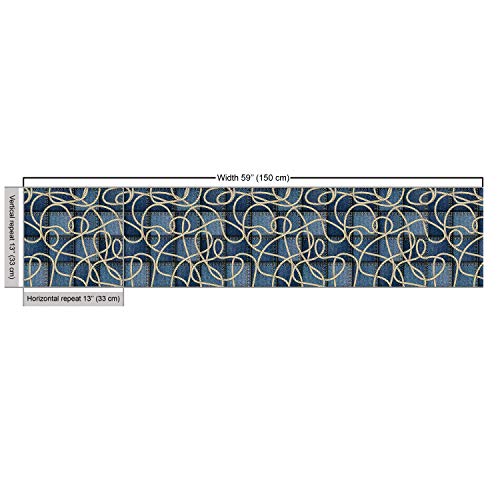 Ambesonne Nautical Fabric by The Yard, Various Patches of Denim in...