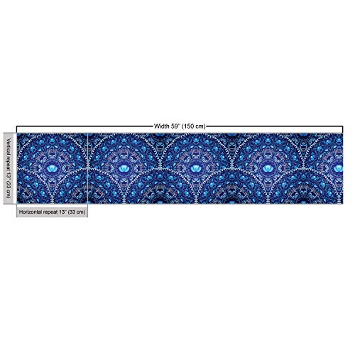 Ambesonne Navy Blue Fabric by The Yard, Circular and Floral Alike ...