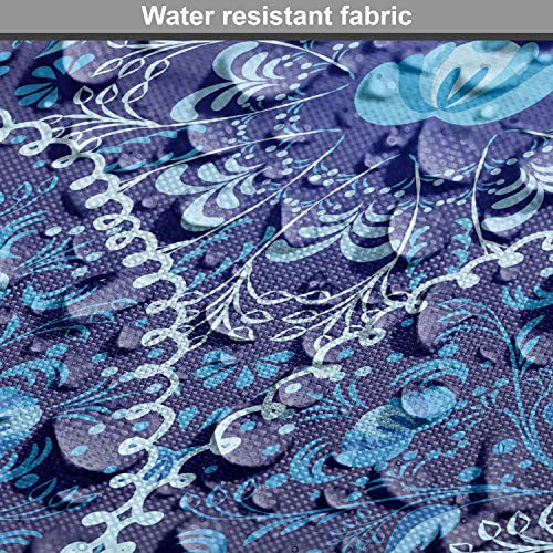 Ambesonne Navy Blue Fabric by The Yard, Circular and Floral Alike ...