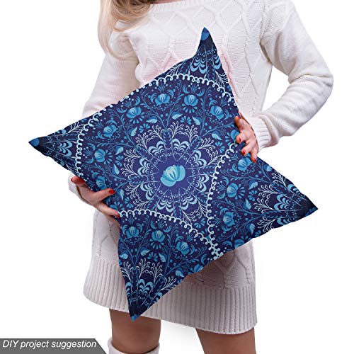 Ambesonne Navy Blue Fabric by The Yard, Circular and Floral Alike ...