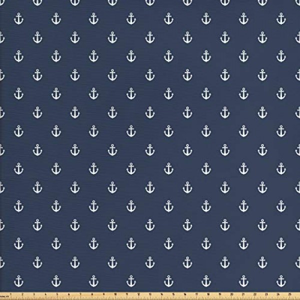 Ambesonne Navy Blue Fabric by The Yard, Nautical Classical Pattern...