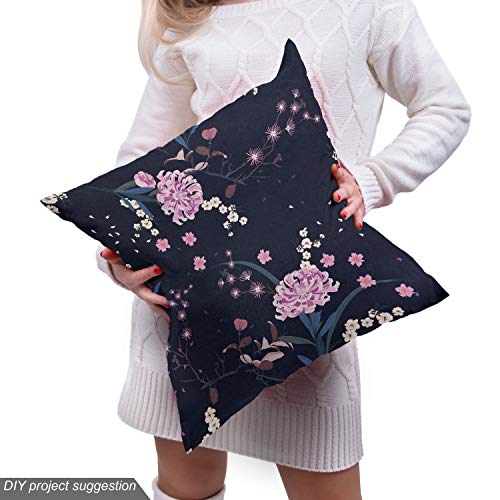 Ambesonne Navy Blue Fabric by The Yard, Numerous Botanical Ornamen...