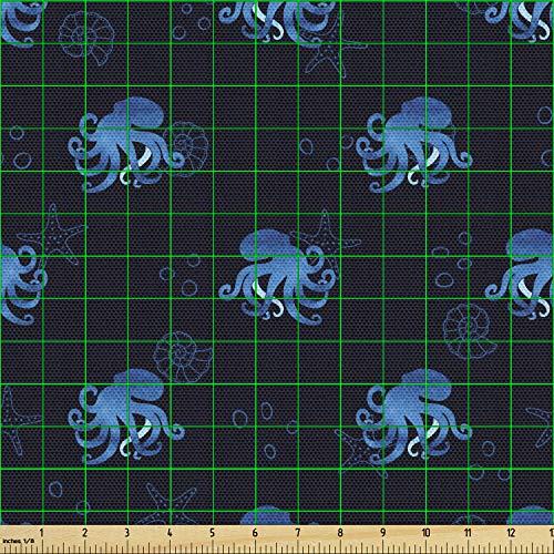 Ambesonne Octopus Fabric by The Yard, Watercolor Ocean Inhabitants...