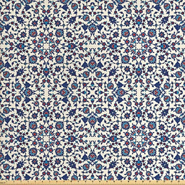 Ambesonne Orient Fabric by The Yard, Moroccan Floral Pattern with ...
