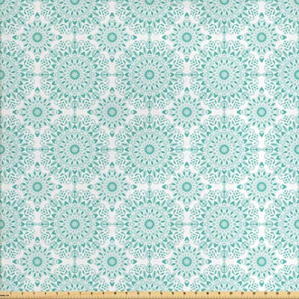 Ambesonne Oriental Fabric by The Yard, Mandala Oriental Image with...