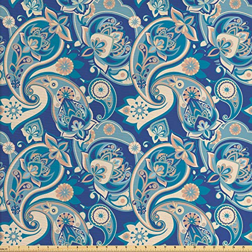 Ambesonne Paisley Fabric by The Yard, Inspired Floral Persian Fash...