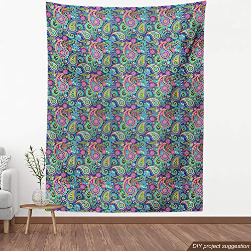 Ambesonne Paisley Fabric by The Yard, Ornate Traditional Paisley E...