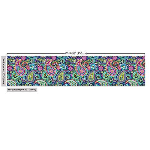 Ambesonne Paisley Fabric by The Yard, Ornate Traditional Paisley E...