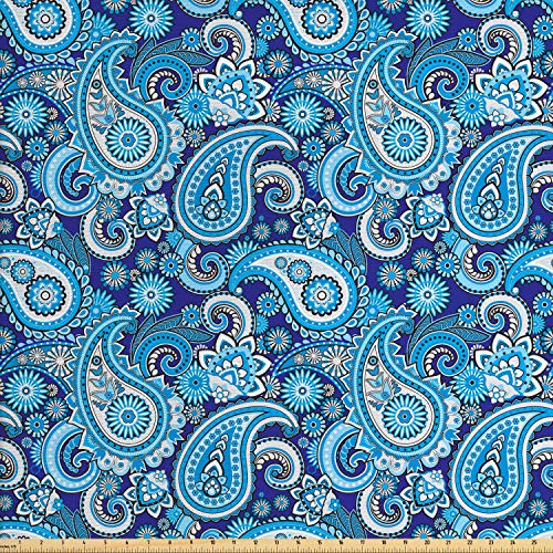 Ambesonne Paisley Fabric by The Yard, Traditional Pattern Design F...