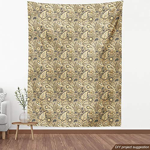 Ambesonne Paisley Fabric by The Yard, Traditional Pattern with Flo...