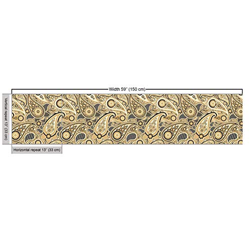 Ambesonne Paisley Fabric by The Yard, Traditional Pattern with Flo...