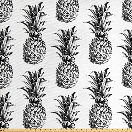 Ambesonne Pineapple Fabric by The Yard, Hand Drawn Tropical Theme ...