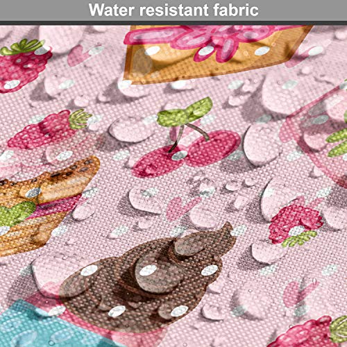 Ambesonne Pink Fabric by The Yard, Kitchen Cupcakes Muffins Strawb...