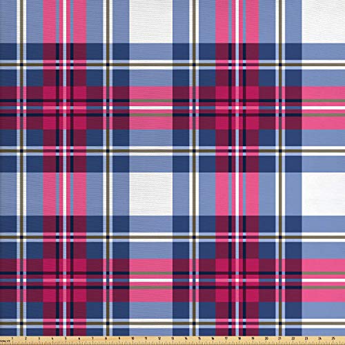 Ambesonne Plaid Fabric by The Yard, Classical British Tartan Desig...